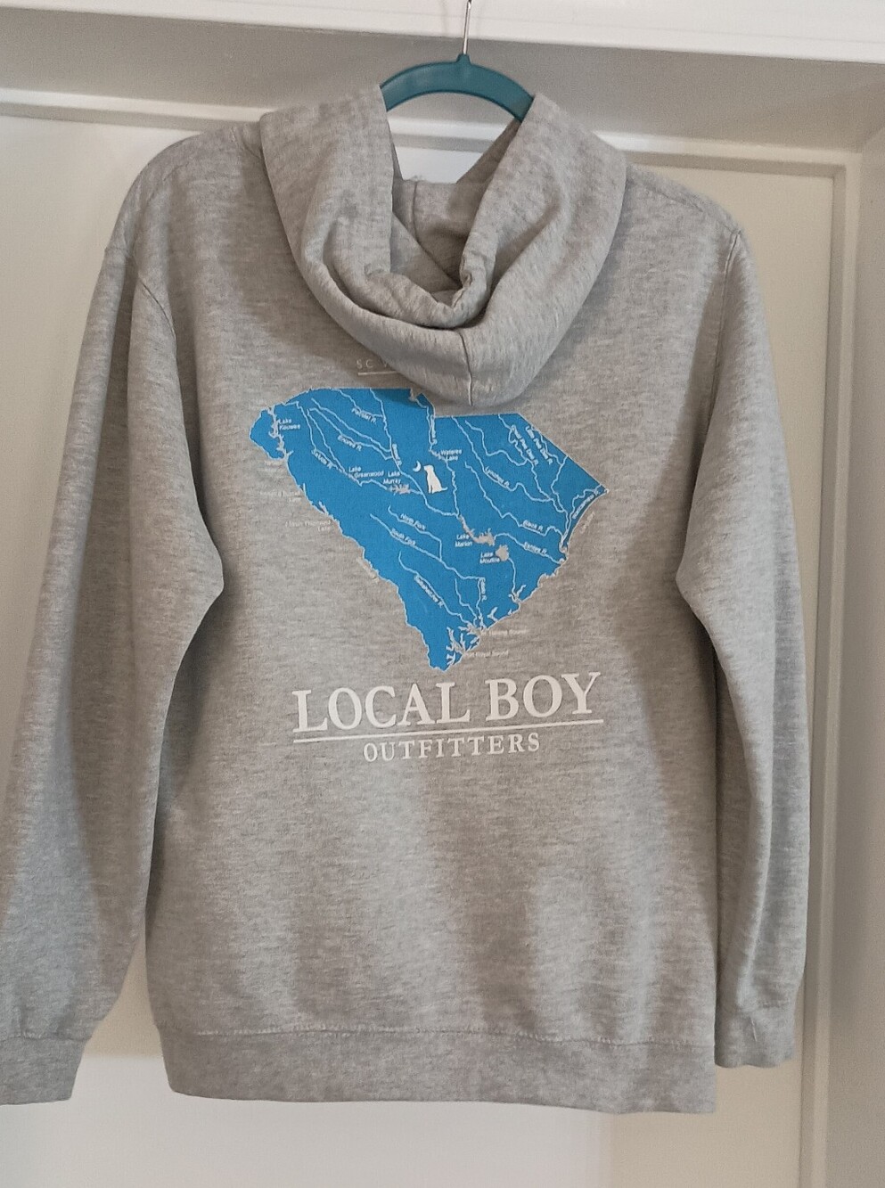 Local Boy South Carolina Water Ways Pullover Hoodie Gray Blue Size Small
